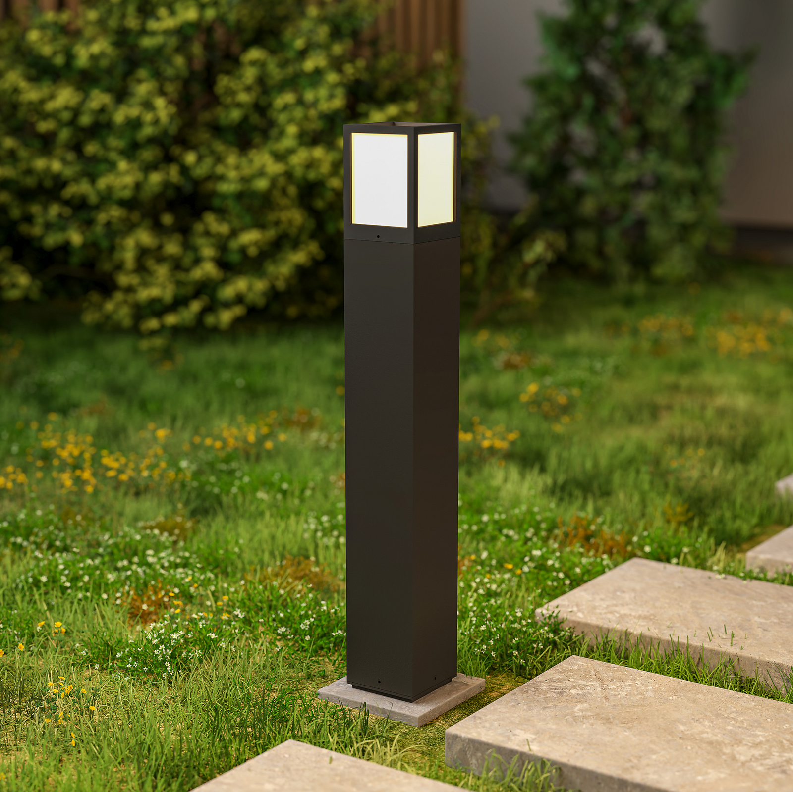 Tuinpadverlichting Facado II, hoogte 65 cm, hoekig, donkergrijs/opaal